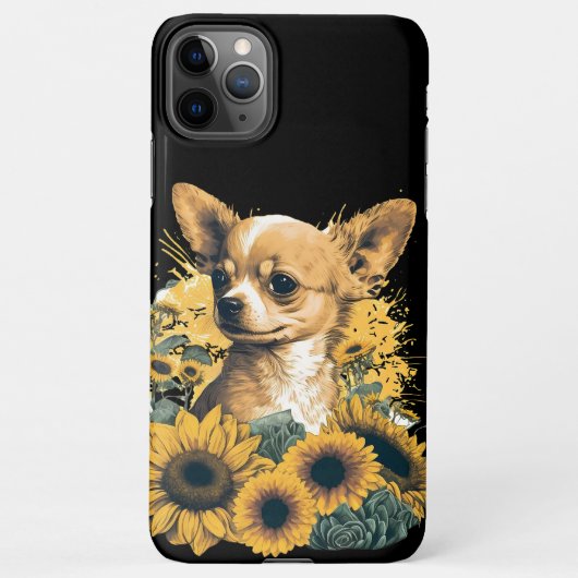 Coque iPhone 11Pro Max Cute Chihuahua Tournesol Lover Dessin (Dos)