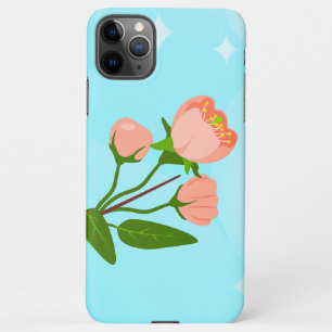 Coque iPhone 11Pro Max Dégradé du ciel bleu avec branche de ressort fleur