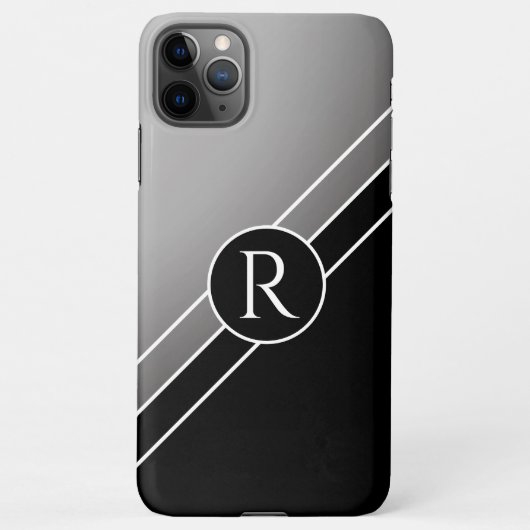 Coque iPhone 11Pro Max do-it-yourself Monogramme blanc cercle lignes diag (Dos)