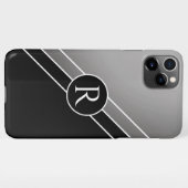 Coque iPhone 11Pro Max do-it-yourself Monogramme blanc cercle lignes diag (Dos Horizontal)