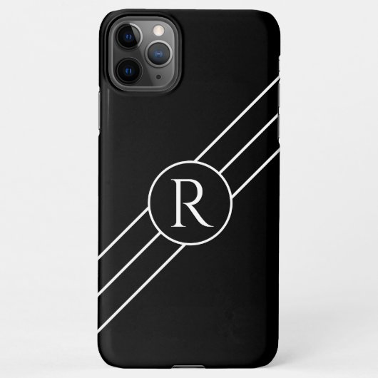 Coque iPhone 11Pro Max do-it-yourself Monogramme blanc en cercle, lignes (Dos)