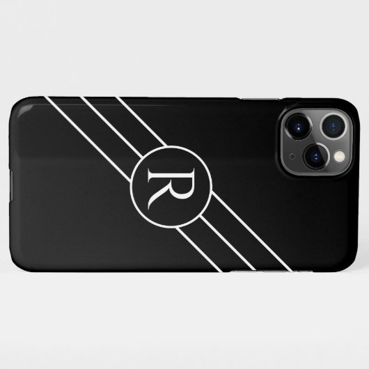 Coque iPhone 11Pro Max do-it-yourself Monogramme blanc en cercle, lignes  (Dos Horizontal)