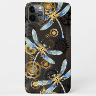Coque iPhone 11Pro Max Dragonflies de Steampunk sur arrière - plan rayé b