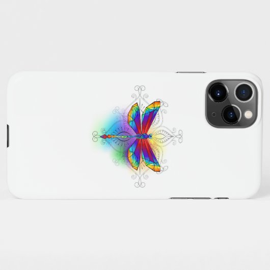 Coque iPhone 11Pro Max Dragonfly en arc-en-ciel (Dos Horizontal)