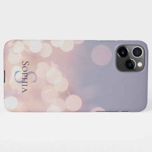 Coque iPhone 11Pro Max Elegant Bokeh Parties scintillant violet rose Nom (Dos Horizontal)