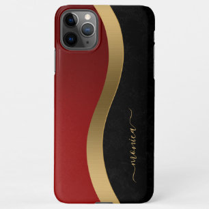 Coque iPhone 11Pro Max Élégant noir rouge et or