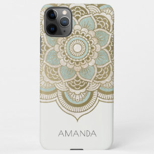 Coque iPhone 11Pro Max Elégant Ornate Gold Turquoise Turquoise Mandala