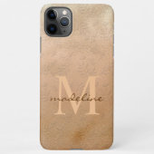 Coque iPhone 11Pro Max Élégant Rose Gold Botanical Offset Monogramme (Dos)