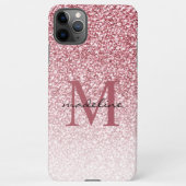 Coque iPhone 11Pro Max Élégant Rose Parties scintillant or Girly Monogram (Dos)