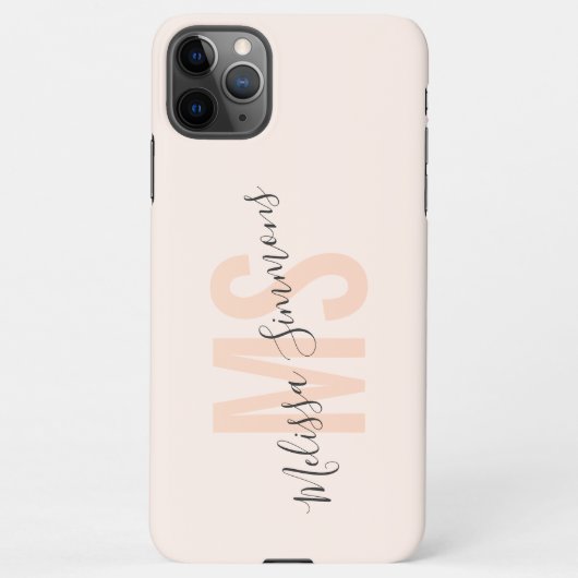 Coque iPhone 11Pro Max Élégant script clair nom rose clair monogramme (Dos)