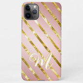 Coque iPhone 11Pro Max Élégante fille rose et or Parties scintillant Moti (Dos)