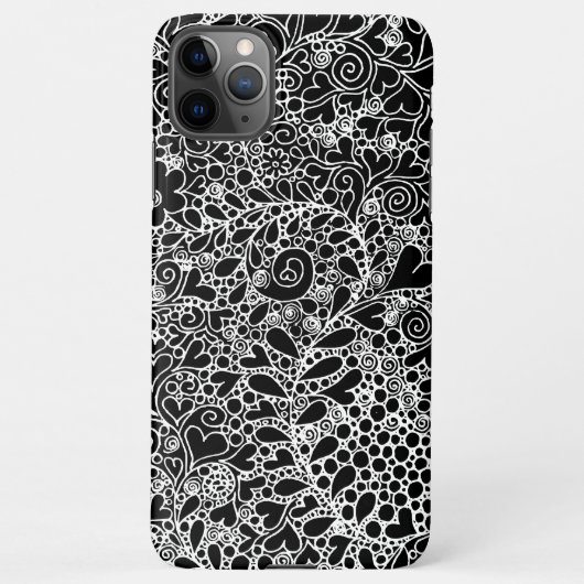 Coque iPhone 11Pro Max Étui de téléphone à motif botanique complexe (Dos)