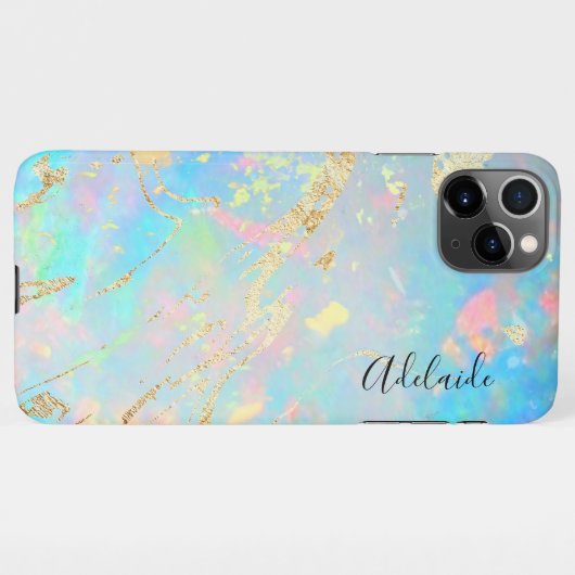 Coque iPhone 11Pro Max FAUX holographic opal stone (Dos Horizontal)