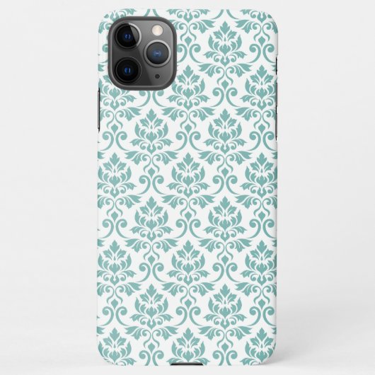 Coque iPhone 11Pro Max Feuille Damask Motif Turquoise (Dos)