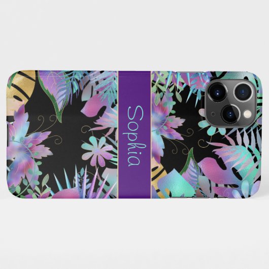 Coque iPhone 11Pro Max Feuilles Tropicaux Iridescendant, do-it-yourself N (Dos Horizontal)