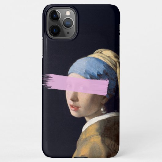 Coque iPhone 11Pro Max Fille avec oreille perle avec brosse rose (Dos)