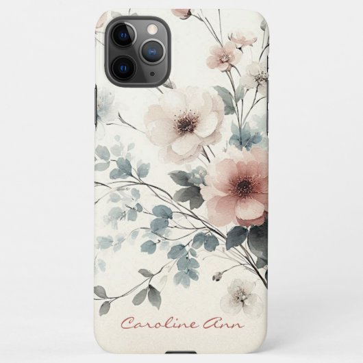 Coque iPhone 11Pro Max Fleurs Aquarelles Sophistiquées Classiques (Dos)