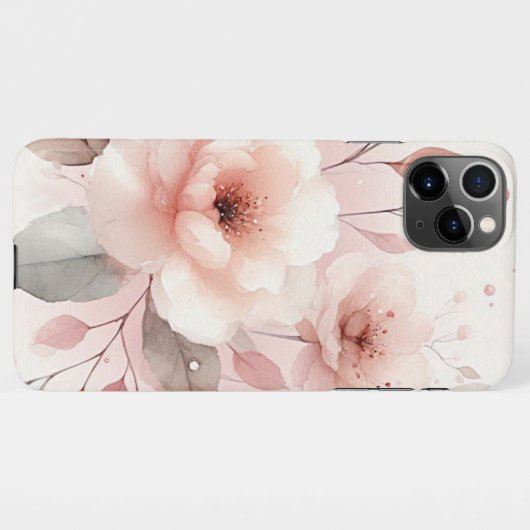 Coque iPhone 11Pro Max Fleurs Aquarelles Sophistiquées Classiques (Dos Horizontal)