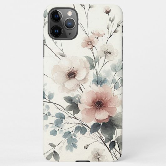Coque iPhone 11Pro Max Fleurs Aquarelles Sophistiquées Classiques (Dos)