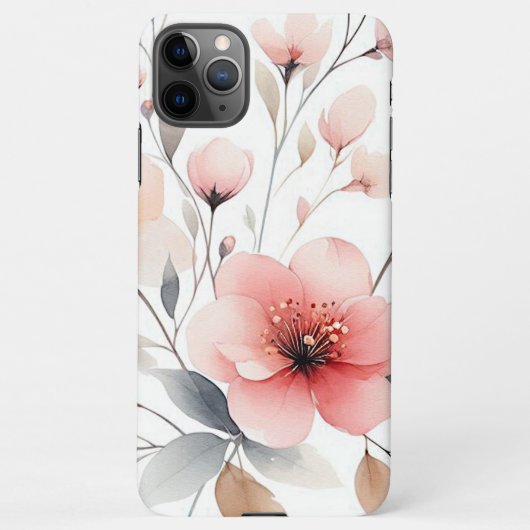 Coque iPhone 11Pro Max Fleurs d'aquarelle élégantes et délicates (Dos)