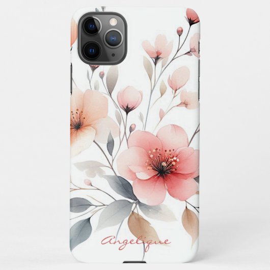 Coque iPhone 11Pro Max Fleurs d'aquarelle élégantes et délicates (Dos)