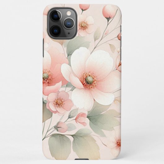 Coque iPhone 11Pro Max Fleurs d'aquarelle élégantes et délicates (Dos)