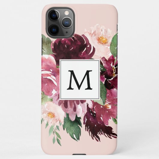 Coque iPhone 11Pro Max Fleurs d'aquarelle modernes Monogrammes (Dos)