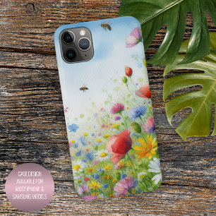 Coque iPhone 11Pro Max Fleurs de champs de printemps colorées Floral Aqua
