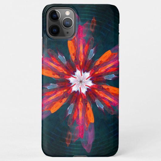 Coque iPhone 11Pro Max Flore Mandala Flowers Orange Red Blue Abstract (Dos)
