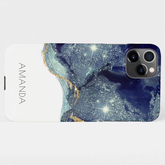 Coque iPhone 11Pro Max Fluide Abstrait d'alcool Encre or Parties scintill (Dos Horizontal)
