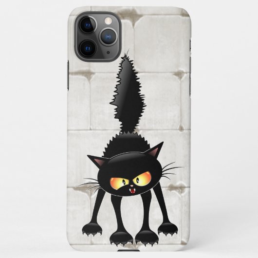 Coque iPhone 11Pro Max Funny Fierce Black Cat Cartoon  (Dos)