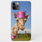 Coque iPhone 11Pro Max Giraffe en casquette rose étincelant (Dos)