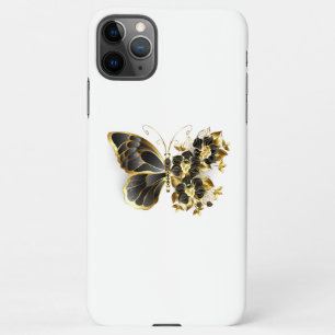 Coque iPhone 11Pro Max Gold flower Butterfly with Black Orchid