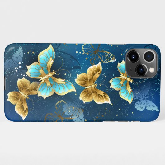 Coque iPhone 11Pro Max Golden butterflies (Dos Horizontal)