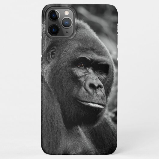 Coque iPhone 11Pro Max Gorilla Gros Portrait Noir Et Blanc (Dos)