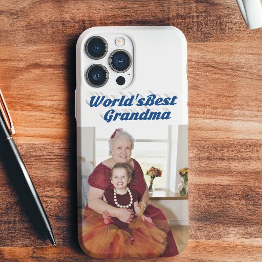 Coque iPhone 11Pro Max Grandma Photo typographie bleu marine