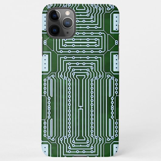 Coque iPhone 11Pro Max Green Computer Circuit Board White Lines Motif (Dos)