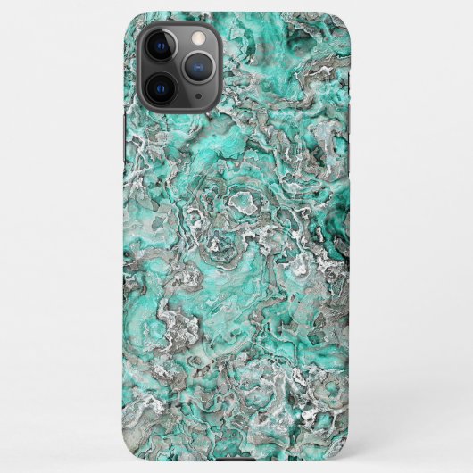 Coque iPhone 11Pro Max Gris Turquoise Monnaie Vert Minéraux Agences Motif (Dos)