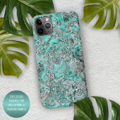 Coque iPhone 11Pro Max Gris Turquoise Monnaie Vert Minéraux Agences Motif