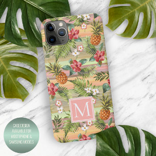 Coque iPhone 11Pro Max Hibiscus à ananas tropical personnalisé