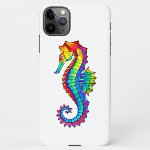 Coque iPhone 11Pro Max Hippocampe polygonal arc-en-ciel