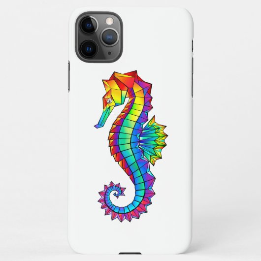 Coque iPhone 11Pro Max Hippocampe polygonal arc-en-ciel (Dos)