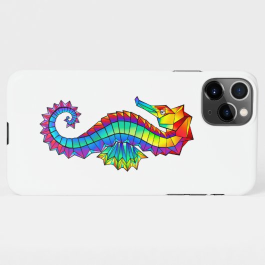 Coque iPhone 11Pro Max Hippocampe polygonal arc-en-ciel (Dos Horizontal)