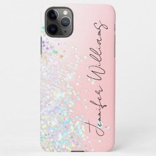 Coque iPhone 11Pro Max Holographique Parties scintillant étincelante rose