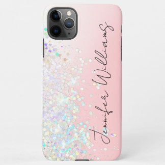 Coque iPhone 11Pro Max Holographique Parties scintillant étincelante rose