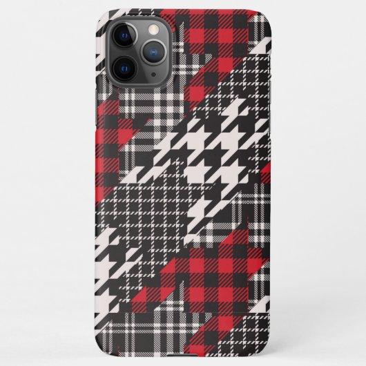 Coque iPhone 11Pro Max Houndstooth Plaid Motif Patchwork Collage (Dos)
