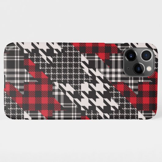 Coque iPhone 11Pro Max Houndstooth Plaid Motif Patchwork Collage (Dos Horizontal)