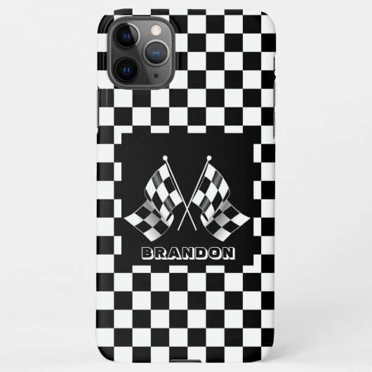 Coque iPhone 11Pro Max Indicateur À damiers Cool personnalisé (Dos)