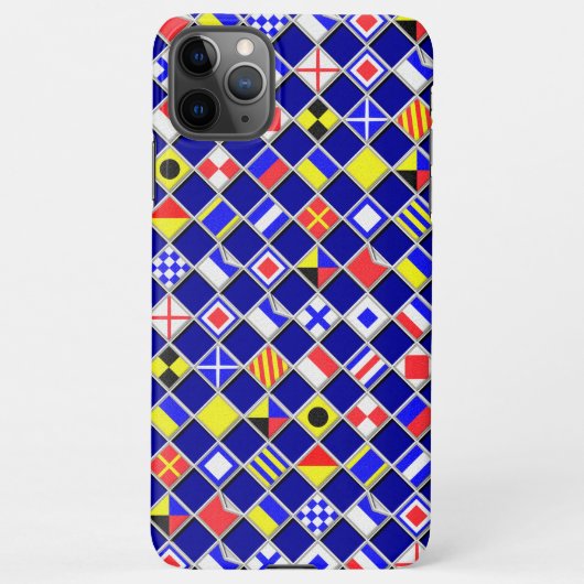 Coque iPhone 11Pro Max Indicateurs de signal nautique À damiers (Dos)