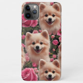 Coque iPhone 11Pro Max Jardin rose enchanté mignon Poméranien (Dos)